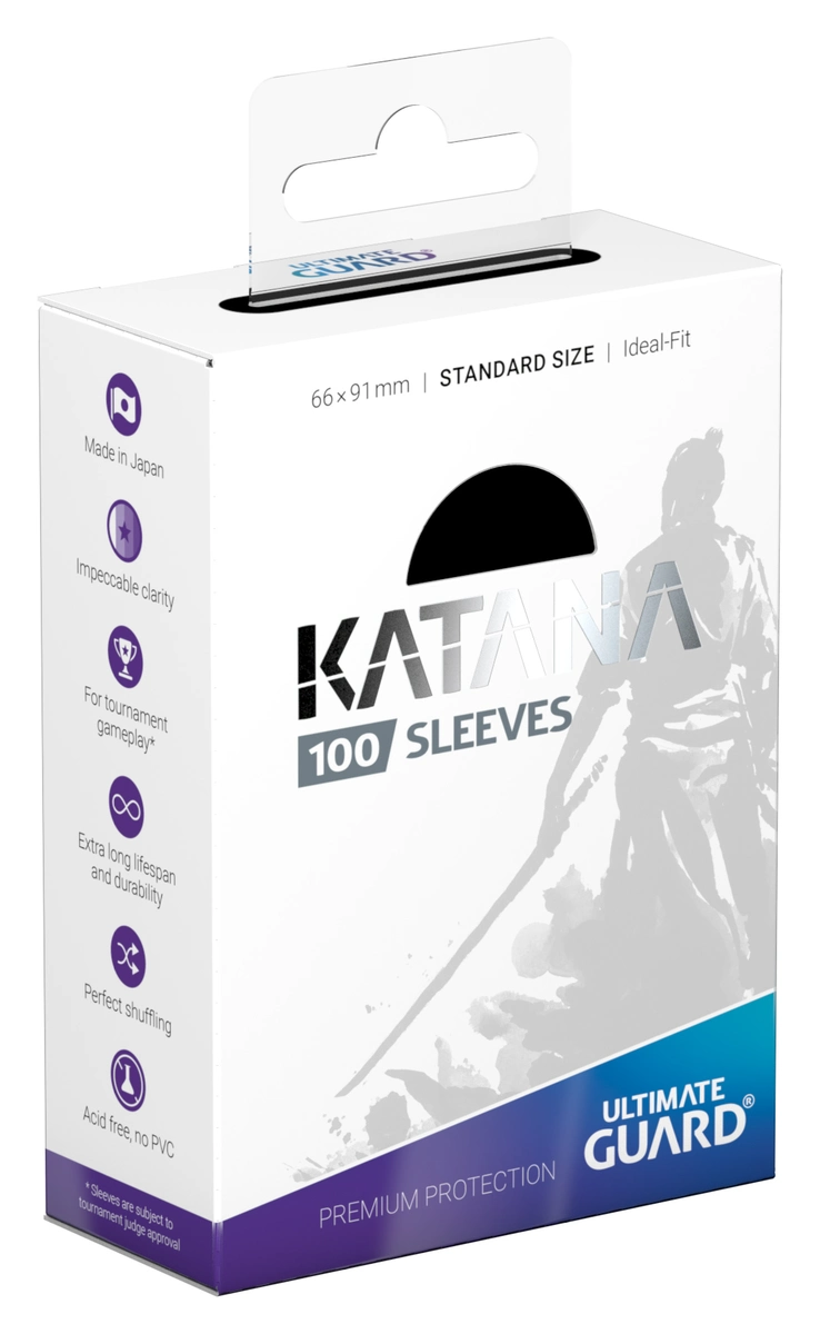Ultimate Guard : Katana Sleeves - Black (66mm x 91mm) (100 Sleeves Per Pack)