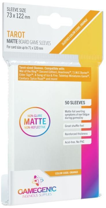 Gamegenic : Matte Board Game Sleeves - Tarot Sizes (73mm x 122mm) (50 Sleeves Per Pack)
