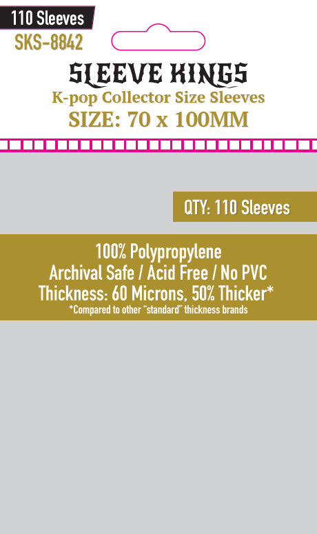 Sleeve Kings : Board Game Sleeves Kpop Collector Size (70mm x 100mm) (110 Sleeves per Pack)