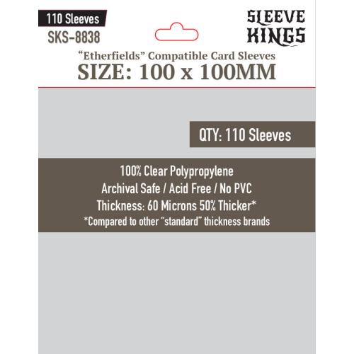 Sleeve Kings : Board Game Sleeves "Etherfields Compatible (100mm x 100mm) (110 Sleeves Per Pack)